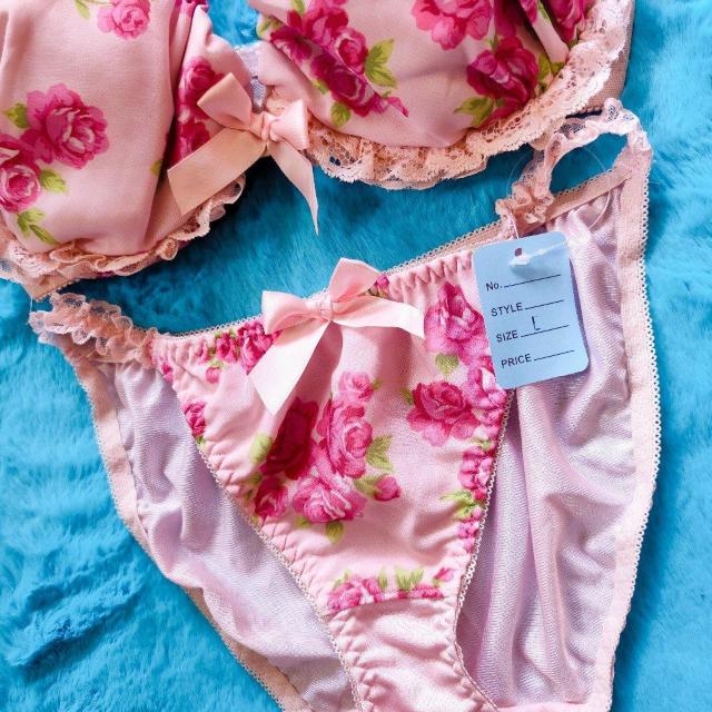 鬼カワッ。。。F80×L。。ローズ柄シフォンブラジャー&ショーツセット。。グラマー大きいサイズ。。薔薇柄バラ柄ピンク姫ちゃん… < 女性ファッション  鬼カワッ。。。F80×L。。ローズ柄シフォンブラジャー&ショーツセット。。グラマー大きいサイズ。。薔薇柄バラ柄ピンク姫ちゃん… < 女性ファッションの