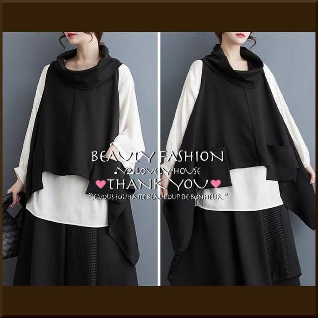 〜3L4L5L*2枚/ドレープアシメトップス+ラウンドネックシ < 女性ファッション 〜3L4L5L*2枚/ドレープアシメトップス+ラウンドネックシ < 女性ファッションの