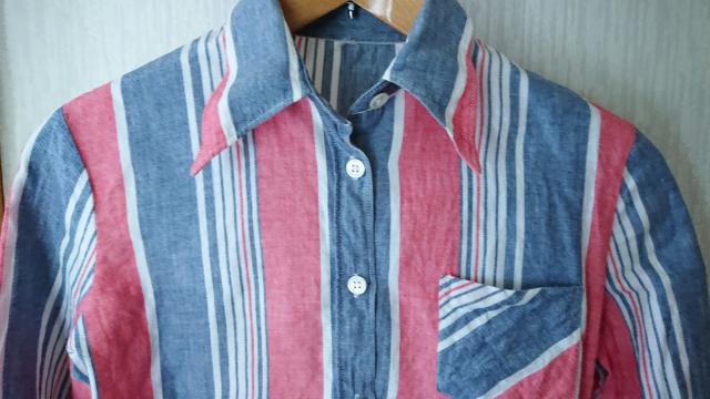 長袖 ストライプ シャツ 赤 タンガリ― 白 140 < キッズ/ベビー 長袖 ストライプ シャツ 赤 タンガリ― 白 140 < キッズ/ベビーの