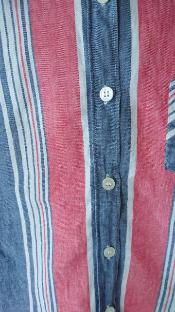 長袖 ストライプ シャツ 赤 タンガリ― 白 140 < キッズ/ベビー 長袖 ストライプ シャツ 赤 タンガリ― 白 140 < キッズ/ベビーの