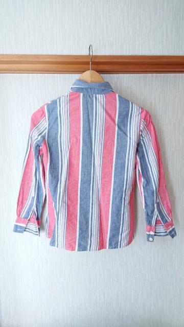 長袖 ストライプ シャツ 赤 タンガリ― 白 140 < キッズ/ベビー 長袖 ストライプ シャツ 赤 タンガリ― 白 140 < キッズ/ベビーの