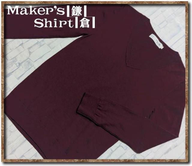 メーカーズシャツ鎌倉 Vネックウールニット ボルドー < 女性ファッション  メーカーズシャツ鎌倉 Vネックウールニット ボルドー  < 女性ファッションの