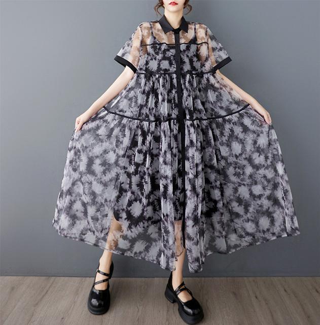 2点セット キャミーワンピース 前開きシースルー レースワンピース 大きいサイズ < 女性ファッション 2点セット キャミーワンピース 前開きシースルー レースワンピース 大きいサイズ < 女性ファッションの