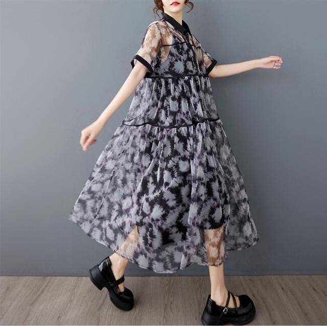 2点セット キャミーワンピース 前開きシースルー レースワンピース 大きいサイズ < 女性ファッション 2点セット キャミーワンピース 前開きシースルー レースワンピース 大きいサイズ < 女性ファッションの