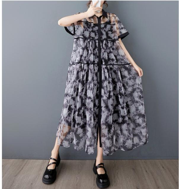 2点セット キャミーワンピース 前開きシースルー レースワンピース 大きいサイズ < 女性ファッション 2点セット キャミーワンピース 前開きシースルー レースワンピース 大きいサイズ < 女性ファッションの