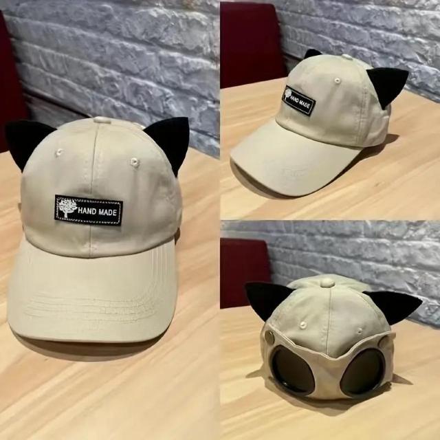 超お買い得690円★ファッショングラス付きキャットイヤーヒップホップハット パイロットベースボールキャップ 新作 イヤーベージュ < 女性ファッション  超お買い得690円★ファッショングラス付きキャットイヤーヒップホップハット パイロットベースボールキャップ 新作 イヤーベージュ  < 女性ファッションの