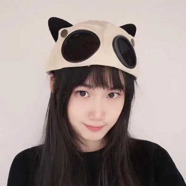超お買い得690円★ファッショングラス付きキャットイヤーヒップホップハット パイロットベースボールキャップ 新作 イヤーベージュ < 女性ファッション  超お買い得690円★ファッショングラス付きキャットイヤーヒップホップハット パイロットベースボールキャップ 新作 イヤーベージュ < 女性ファッションの