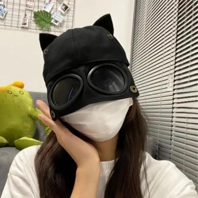 超お買い得690円★ファッショングラス付きキャットイヤーヒップホップハット パイロットベースボールキャップ 新作 イヤーベージュ < 女性ファッション  超お買い得690円★ファッショングラス付きキャットイヤーヒップホップハット パイロットベースボールキャップ 新作 イヤーベージュ < 女性ファッションの