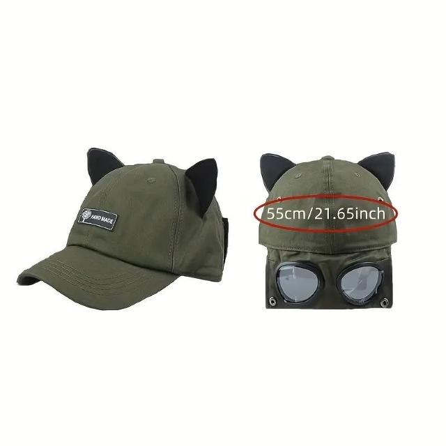 超お買い得690円★ファッショングラス付きキャットイヤーヒップホップハット パイロットベースボールキャップ 新作 イヤーベージュ < 女性ファッション  超お買い得690円★ファッショングラス付きキャットイヤーヒップホップハット パイロットベースボールキャップ 新作 イヤーベージュ < 女性ファッションの