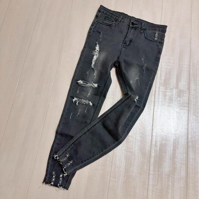 ◆定番ダメージスキニーデニム◆ストレッチ◎ブラックM*ギャルコーデ*美品♪ < 女性ファッション ◆定番ダメージスキニーデニム◆ストレッチ◎ブラックM*ギャルコーデ*美品♪ < 女性ファッションの