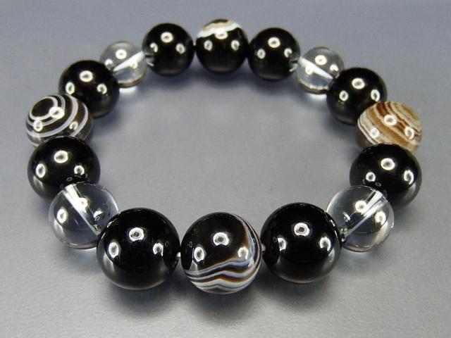 天然石大玉天眼石14ミリオニキスグレーシルバーオーラ水晶数珠ブレスレット < 男性アクセサリー/時計  天然石大玉天眼石14ミリオニキスグレーシルバーオーラ水晶数珠ブレスレット < 男性アクセサリー/時計の
