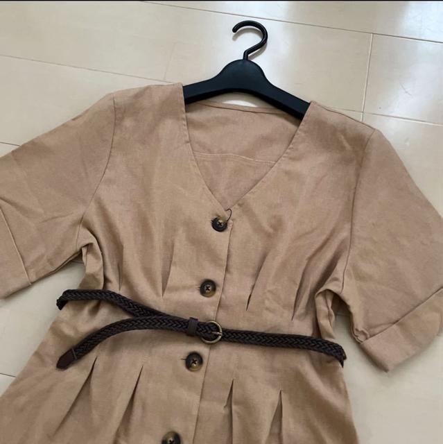 新品  Vネック前ボタン半袖ワンピース シャツワンピース < 女性ファッション  新品  Vネック前ボタン半袖ワンピース シャツワンピース < 女性ファッションの
