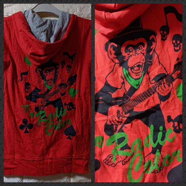 RADIC COLOR★新品★リバーシブル半袖パーカー/赤?グレー < 女性ファッション  RADIC COLOR★新品★リバーシブル半袖パーカー/赤?グレー < 女性ファッションの