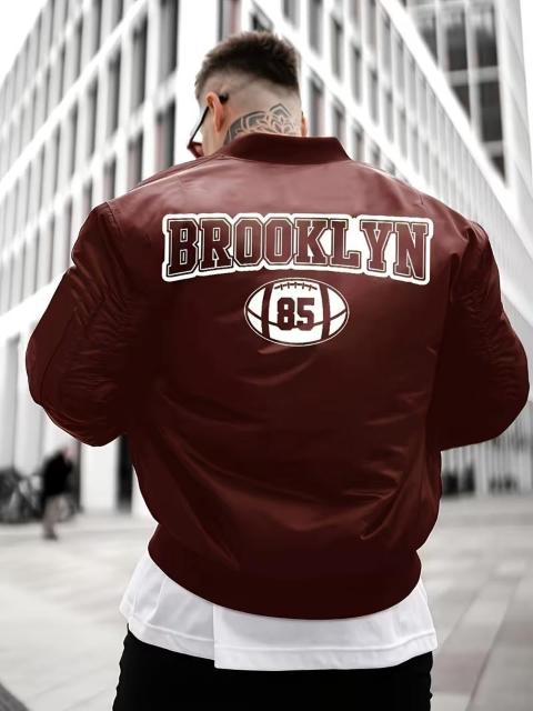 超お買い得1990円★ベースボールジャケット -ブルックリン85 フットボール USAサイズM(日本サイズXL相当) ダークレッド < 男性ファッション 超お買い得1990円★ベースボールジャケット -ブルックリン85 フットボール USAサイズM(日本サイズXL相当) ダークレッド < 男性ファッションの