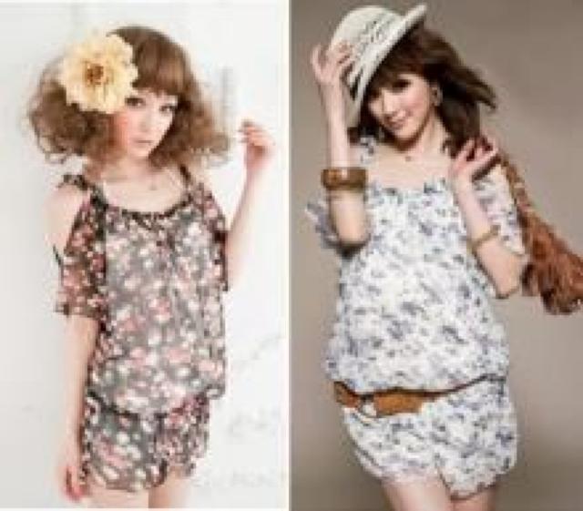 ふんわり爽やかナチュラルガール♪セクシー 花柄シフォン ロンパース/オールインワン ブラック < 女性ファッション  ふんわり爽やかナチュラルガール♪セクシー 花柄シフォン ロンパース/オールインワン ブラック  < 女性ファッションの