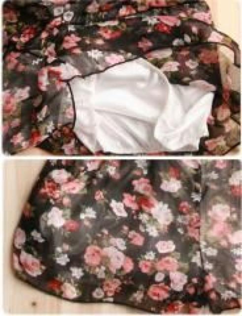 ふんわり爽やかナチュラルガール♪セクシー 花柄シフォン ロンパース/オールインワン ブラック < 女性ファッション  ふんわり爽やかナチュラルガール♪セクシー 花柄シフォン ロンパース/オールインワン ブラック < 女性ファッションの