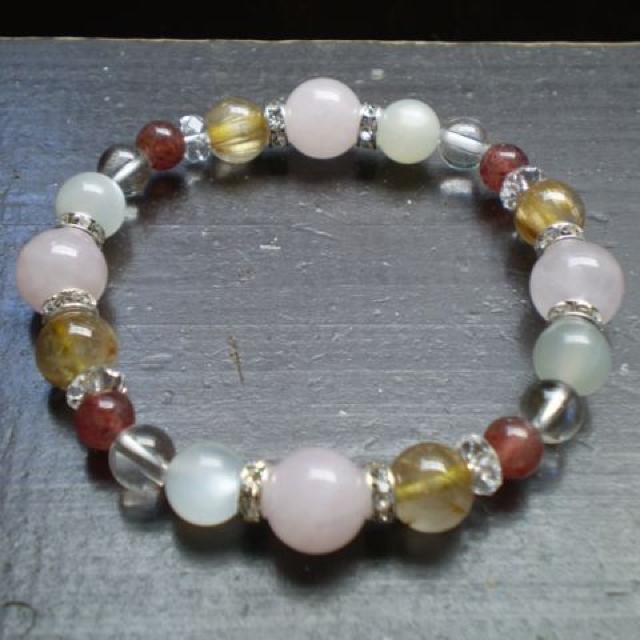 ローズクォ−ツxムーンストーンxルチルクォーツxモスコバイト < 男性アクセサリー/時計 ローズクォ−ツxムーンストーンxルチルクォーツxモスコバイト < 男性アクセサリー/時計の