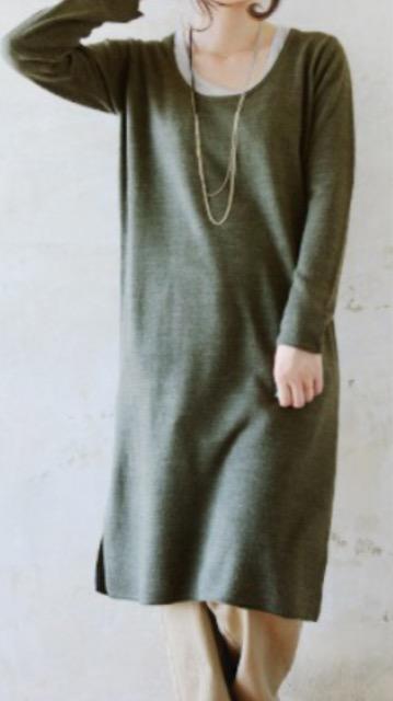 ☆新品未使用クレープニットUネックワンピース < 女性ファッション  ☆新品未使用クレープニットUネックワンピース  < 女性ファッションの