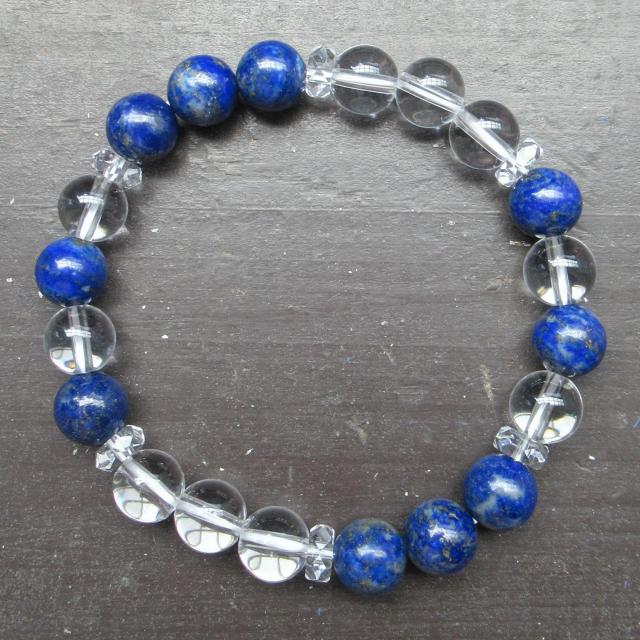 ラピスラズリx水晶ブレスレット 天然石 < 男性アクセサリー/時計 ラピスラズリx水晶ブレスレット 天然石 < 男性アクセサリー/時計の