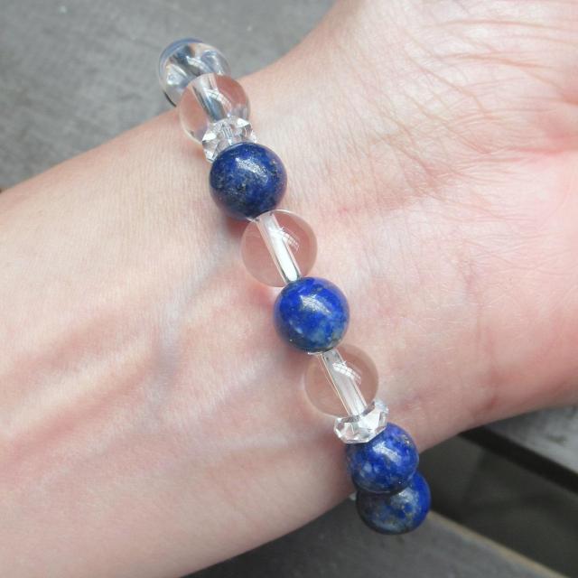 ラピスラズリx水晶ブレスレット 天然石 < 男性アクセサリー/時計 ラピスラズリx水晶ブレスレット 天然石 < 男性アクセサリー/時計の
