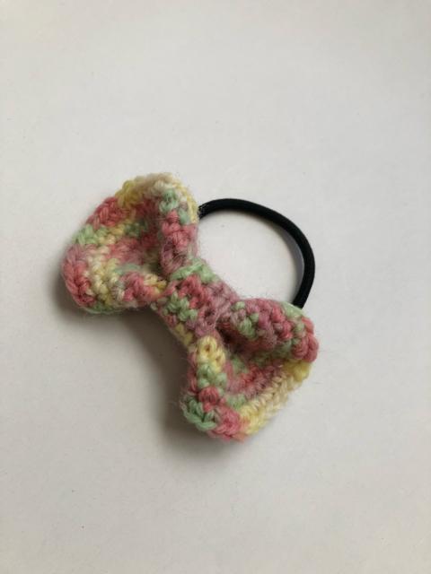 ハンドメイド ヘアゴム 丸っこいリボン♪ ウール ガーリー < 女性ファッション  ハンドメイド ヘアゴム 丸っこいリボン♪ ウール ガーリー < 女性ファッションの