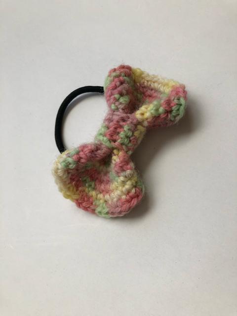 ハンドメイド ヘアゴム 丸っこいリボン♪ ウール ガーリー < 女性ファッション  ハンドメイド ヘアゴム 丸っこいリボン♪ ウール ガーリー < 女性ファッションの