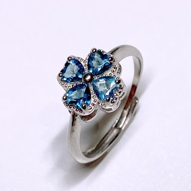 4宝石 1.6ct(0.4ct×4) トップクオリティ ロンドンブルートパーズ フリーサイズリング < 女性アクセサリー/時計  4宝石 1.6ct(0.4ct×4) トップクオリティ ロンドンブルートパーズ フリーサイズリング  < 女性アクセサリー/時計の