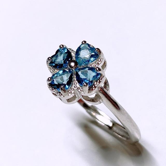 4宝石 1.6ct(0.4ct×4) トップクオリティ ロンドンブルートパーズ フリーサイズリング < 女性アクセサリー/時計  4宝石 1.6ct(0.4ct×4) トップクオリティ ロンドンブルートパーズ フリーサイズリング < 女性アクセサリー/時計の