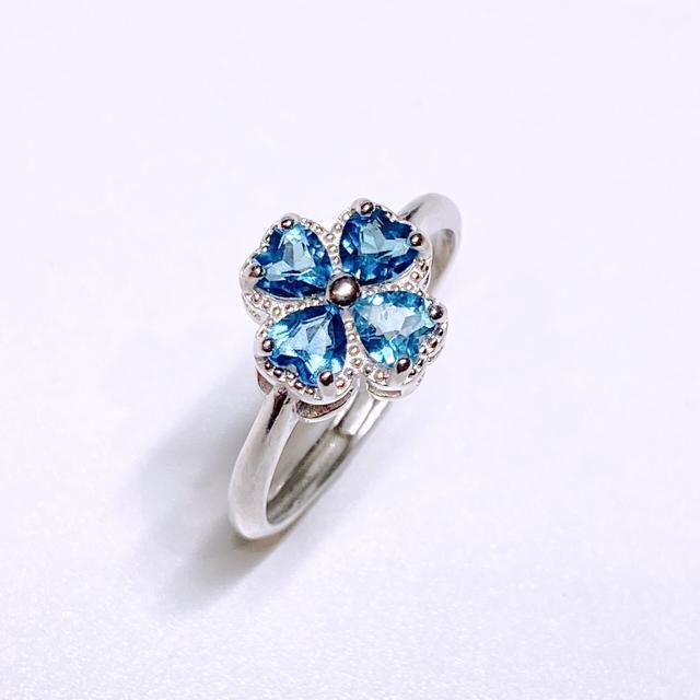 4宝石 1.6ct(0.4ct×4) トップクオリティ ロンドンブルートパーズ フリーサイズリング < 女性アクセサリー/時計  4宝石 1.6ct(0.4ct×4) トップクオリティ ロンドンブルートパーズ フリーサイズリング < 女性アクセサリー/時計の