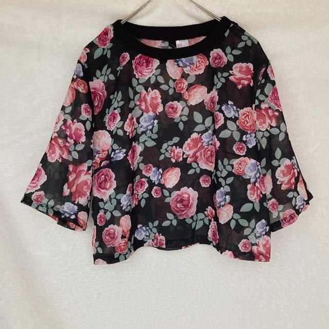 DIVIDED H&M 半袖 シースルー 花柄 ミニ丈 トップス 黒 XS N2m < ブランド  DIVIDED H&M 半袖 シースルー 花柄 ミニ丈 トップス 黒 XS N2m  < ブランドの