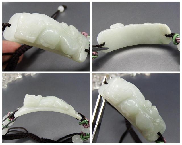 一点物ひすいヒキュウ手彫りプレート天然石翡翠手編み糸ブレスレット < 女性アクセサリー/時計  一点物ひすいヒキュウ手彫りプレート天然石翡翠手編み糸ブレスレット < 女性アクセサリー/時計の