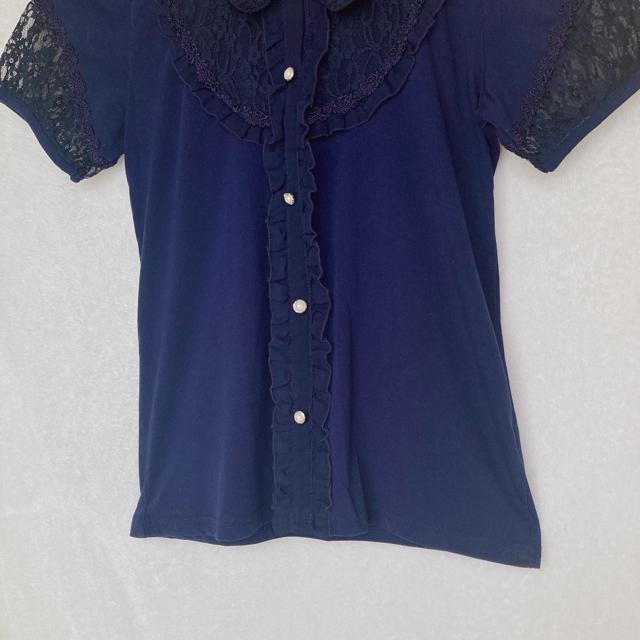 axes femme アクシーズ レース襟 半袖 トップス カットソー M ネイビー N2m < ブランド  axes femme アクシーズ レース襟 半袖 トップス カットソー M ネイビー N2m < ブランドの