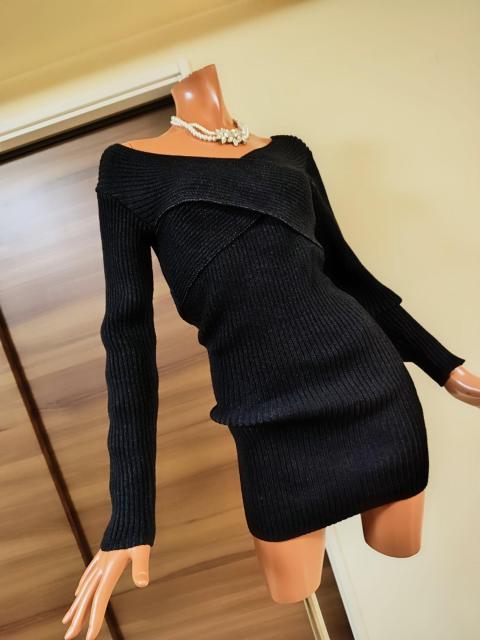 新品?M?黒クロスニットワンピース? < 女性ファッション  新品?M?黒クロスニットワンピース? < 女性ファッションの