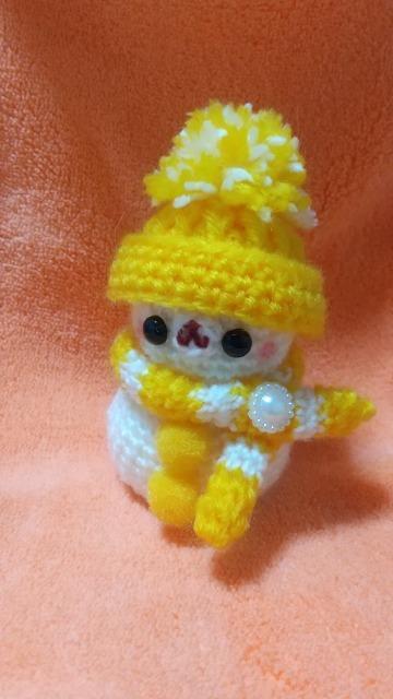 うさ雪だるま*編みぐるみ(山吹色) < ペット/手芸/園芸 うさ雪だるま*編みぐるみ(山吹色) < ペット/手芸/園芸の