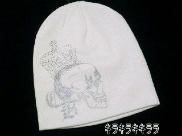 《New》冬のマストアイテム★シルバースタッズ・スカル&クラウン*ニット帽/ホワイト < 男性ファッション 《New》冬のマストアイテム★シルバースタッズ・スカル&クラウン*ニット帽/ホワイト < 男性ファッションの