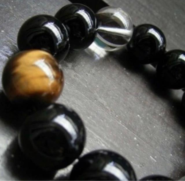 16ミリ玉 オニキスxタイガーアイx水晶ブレスレット 天然石 パワーストーン < 男性アクセサリー/時計 16ミリ玉 オニキスxタイガーアイx水晶ブレスレット 天然石 パワーストーン < 男性アクセサリー/時計の