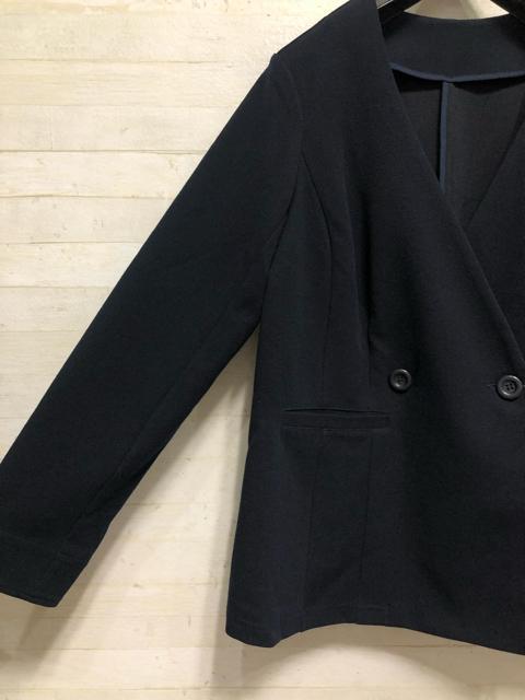 新品☆LL♪紺系♪ノーカラーのダブルジャケット♪合わせやすい♪☆Q363 < 女性ファッション  新品☆LL♪紺系♪ノーカラーのダブルジャケット♪合わせやすい♪☆Q363 < 女性ファッションの