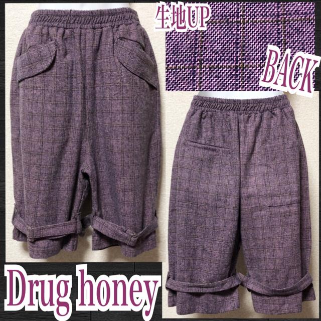 【新品/Drug honey】ツイードグレンチェック柄裾ベルトハーパン < ブランド 【新品/Drug honey】ツイードグレンチェック柄裾ベルトハーパン < ブランドの
