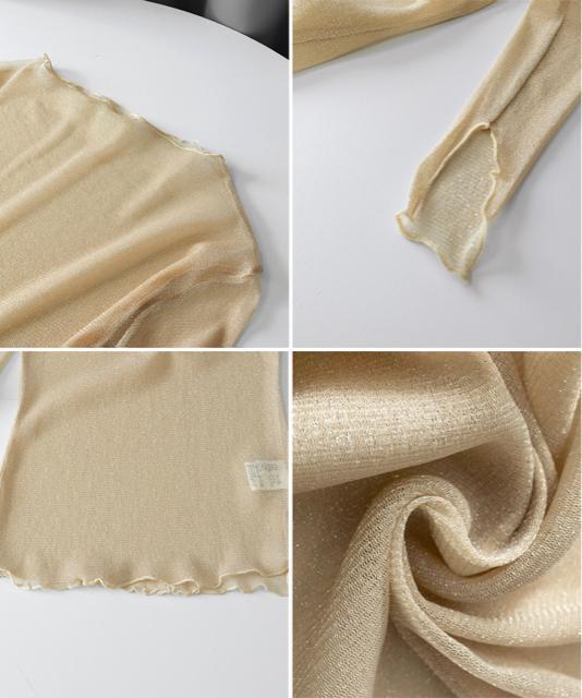 送料無料 新品 ラメ入り シースルートップス セクシー < 女性ファッション  送料無料 新品 ラメ入り シースルートップス セクシー < 女性ファッションの