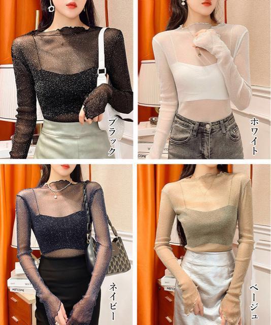 送料無料 新品 ラメ入り シースルートップス セクシー < 女性ファッション  送料無料 新品 ラメ入り シースルートップス セクシー < 女性ファッションの