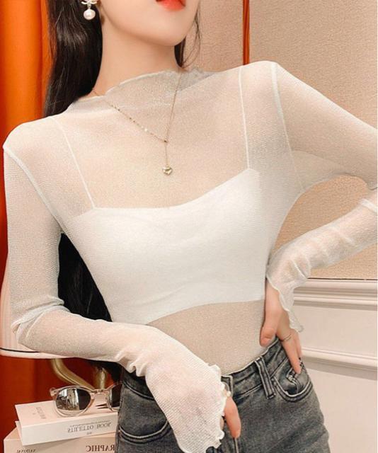 送料無料 新品 ラメ入り シースルートップス セクシー < 女性ファッション  送料無料 新品 ラメ入り シースルートップス セクシー < 女性ファッションの