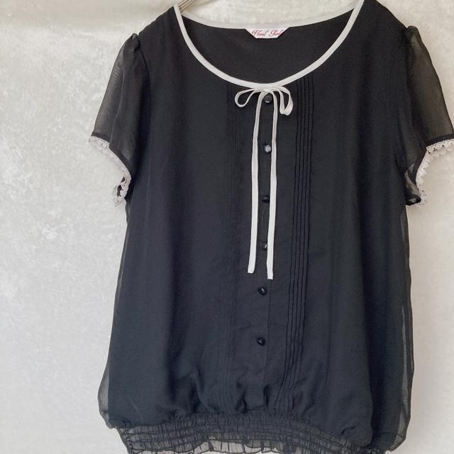 プルオーバー トップス チュニック 半袖 L リボン付き ブラック ゴシック N2m < 女性ファッション プルオーバー トップス チュニック 半袖 L リボン付き ブラック ゴシック N2m < 女性ファッションの