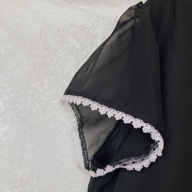 プルオーバー トップス チュニック 半袖 L リボン付き ブラック ゴシック N2m < 女性ファッション プルオーバー トップス チュニック 半袖 L リボン付き ブラック ゴシック N2m < 女性ファッションの