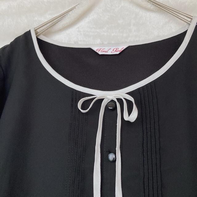 プルオーバー トップス チュニック 半袖 L リボン付き ブラック ゴシック N2m < 女性ファッション プルオーバー トップス チュニック 半袖 L リボン付き ブラック ゴシック N2m < 女性ファッションの