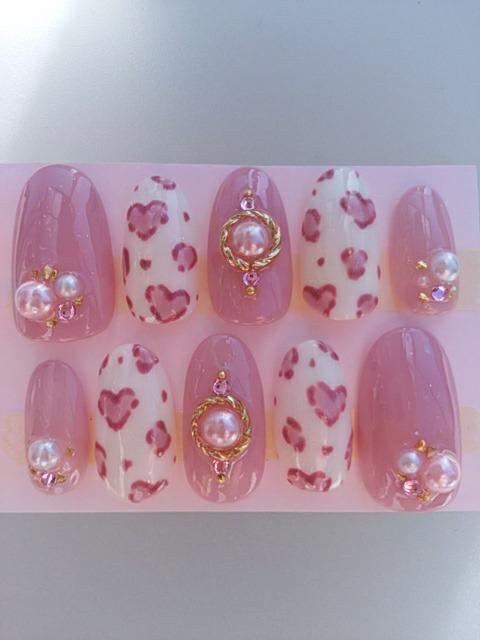 ジェルネイル.スモーキーピンク&レオパード.ヒョウ柄.ロングオーバル < 香水/コスメ/ネイル  ジェルネイル.スモーキーピンク&レオパード.ヒョウ柄.ロングオーバル  < 香水/コスメ/ネイルの