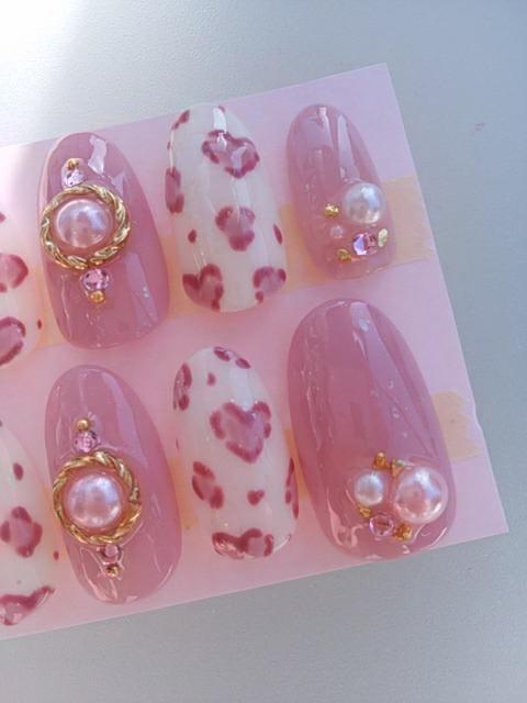ジェルネイル.スモーキーピンク&レオパード.ヒョウ柄.ロングオーバル < 香水/コスメ/ネイル  ジェルネイル.スモーキーピンク&レオパード.ヒョウ柄.ロングオーバル < 香水/コスメ/ネイルの