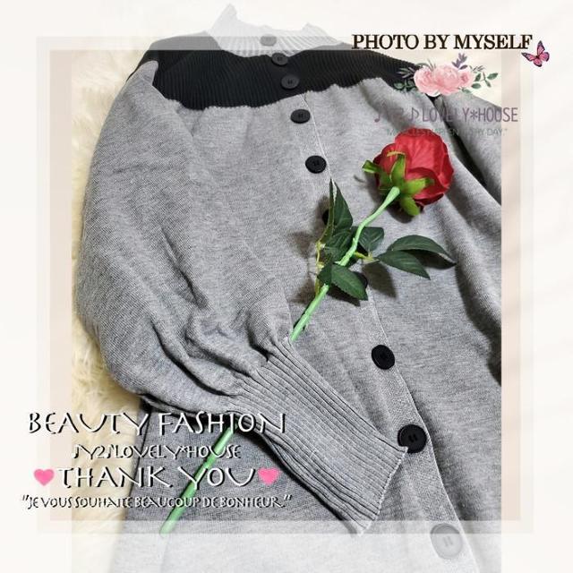 〜3L4L*ぽわん袖スタンドリブネック前ボタンニットワンヒ < 女性ファッション 〜3L4L*ぽわん袖スタンドリブネック前ボタンニットワンヒ < 女性ファッションの