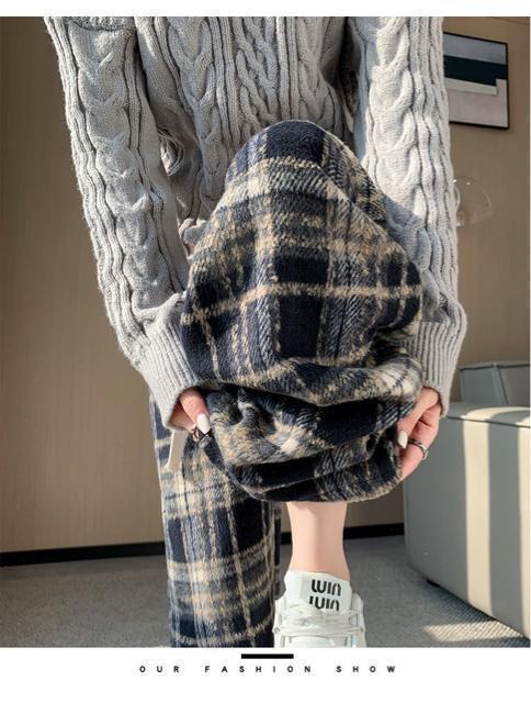起毛素材 ワイドパンツ ガウチョパンツ  チェック柄 ネイビー 大きいサイズ < 女性ファッション  起毛素材 ワイドパンツ ガウチョパンツ  チェック柄 ネイビー 大きいサイズ < 女性ファッションの