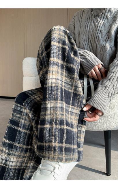 起毛素材 ワイドパンツ ガウチョパンツ  チェック柄 ネイビー 大きいサイズ < 女性ファッション  起毛素材 ワイドパンツ ガウチョパンツ  チェック柄 ネイビー 大きいサイズ < 女性ファッションの