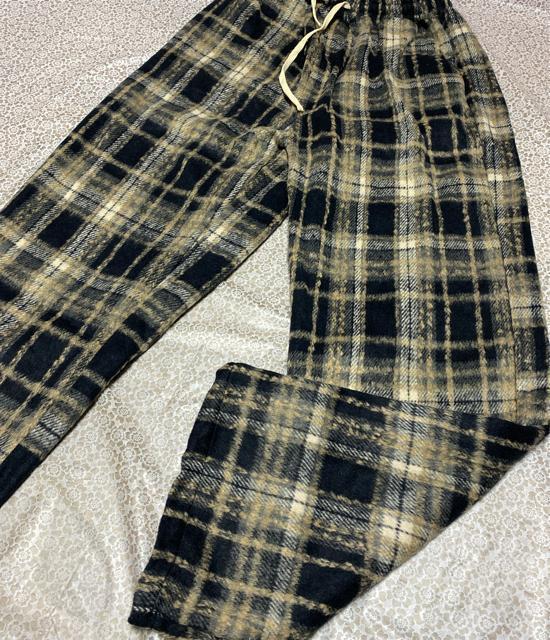 起毛素材 ワイドパンツ ガウチョパンツ  チェック柄 ネイビー 大きいサイズ < 女性ファッション  起毛素材 ワイドパンツ ガウチョパンツ  チェック柄 ネイビー 大きいサイズ < 女性ファッションの